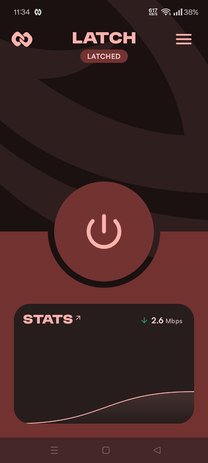 Latch connected, showing live stats